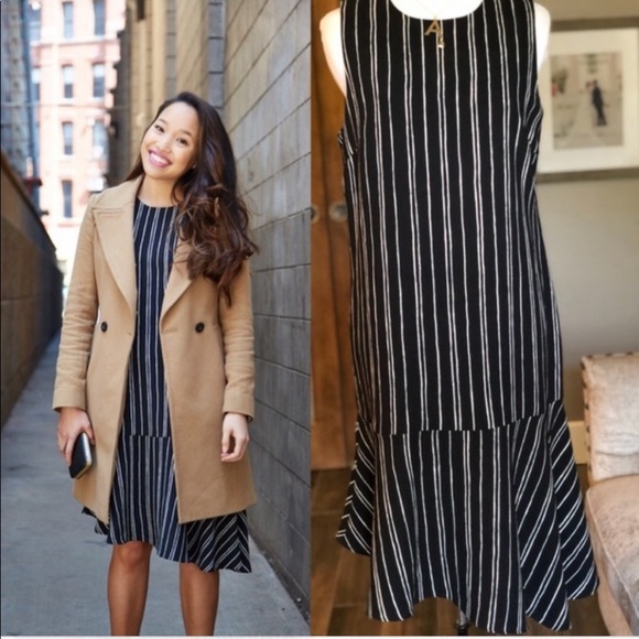 Asymetrical dress in black & white stripe by Who What Wear NEW - Picture 2 of 11